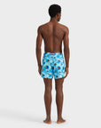 Men Stretch Short Swim Shorts Poppies and Geckos