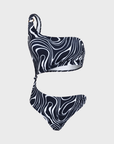Women Asymmetric One-piece swimsuit Waves