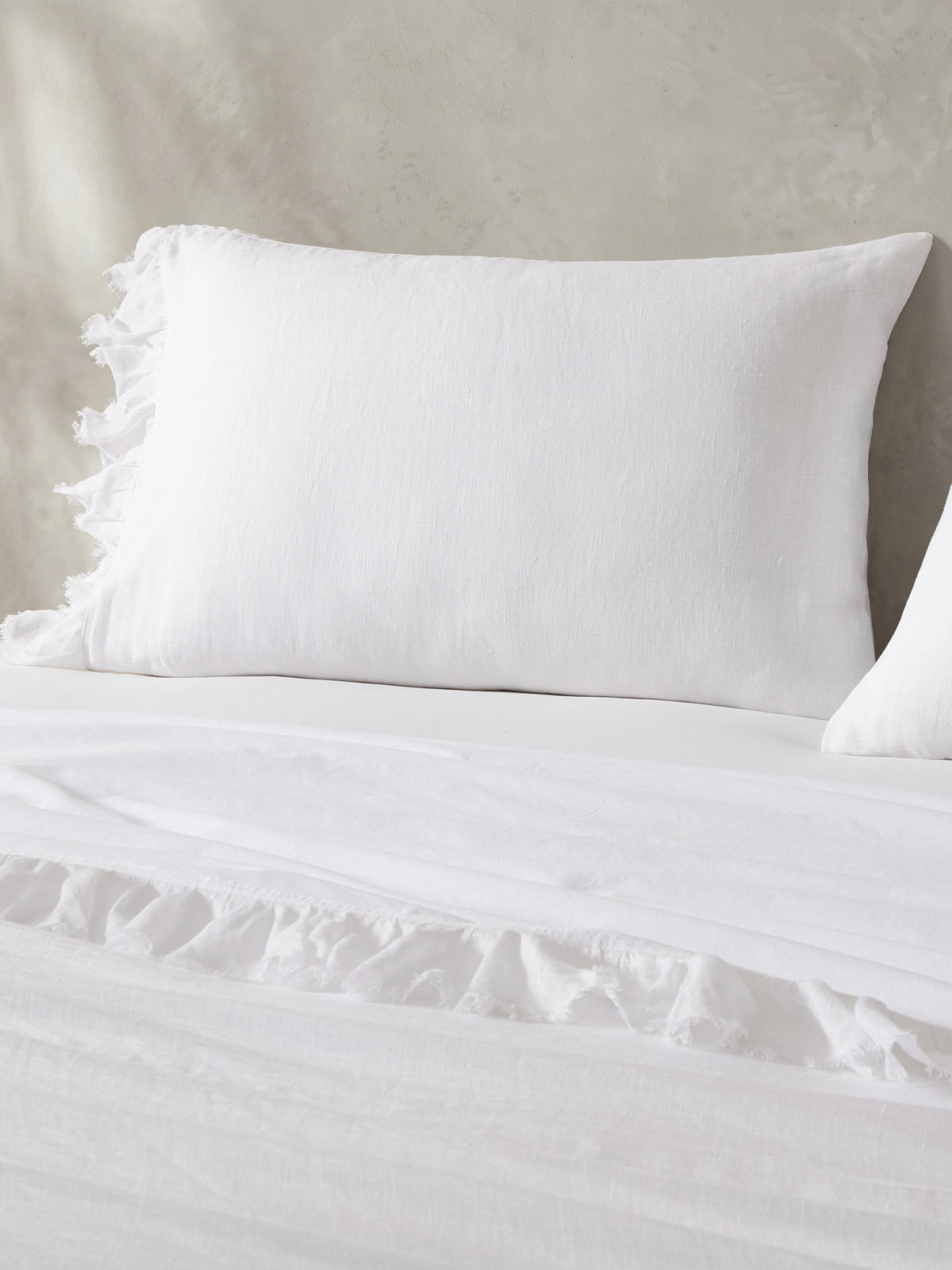 Waffle Weave Ruffle Flat Sheet & Ruffle Pillowcase Pair Set