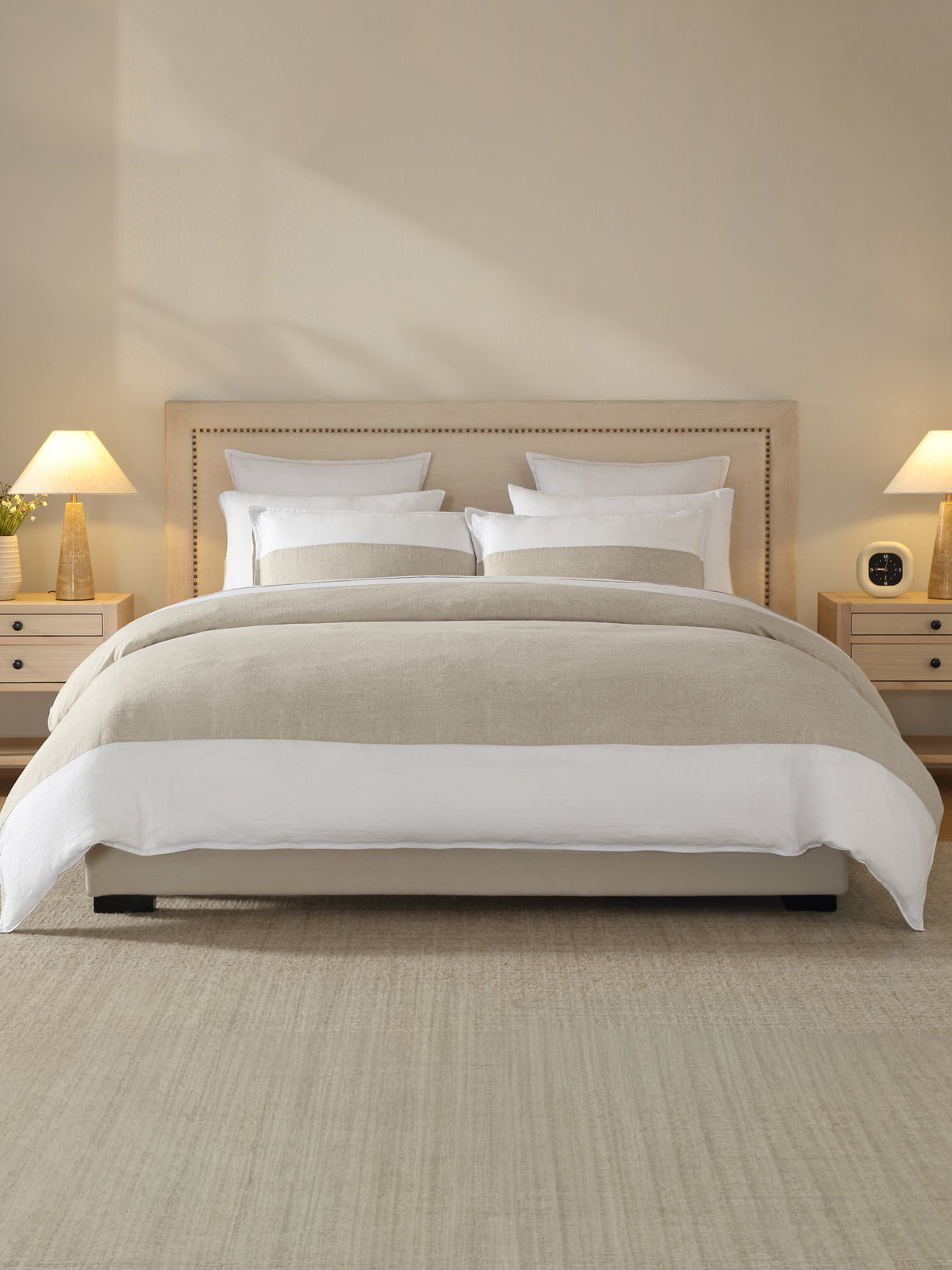 Linen Colour Block Quilt Cover