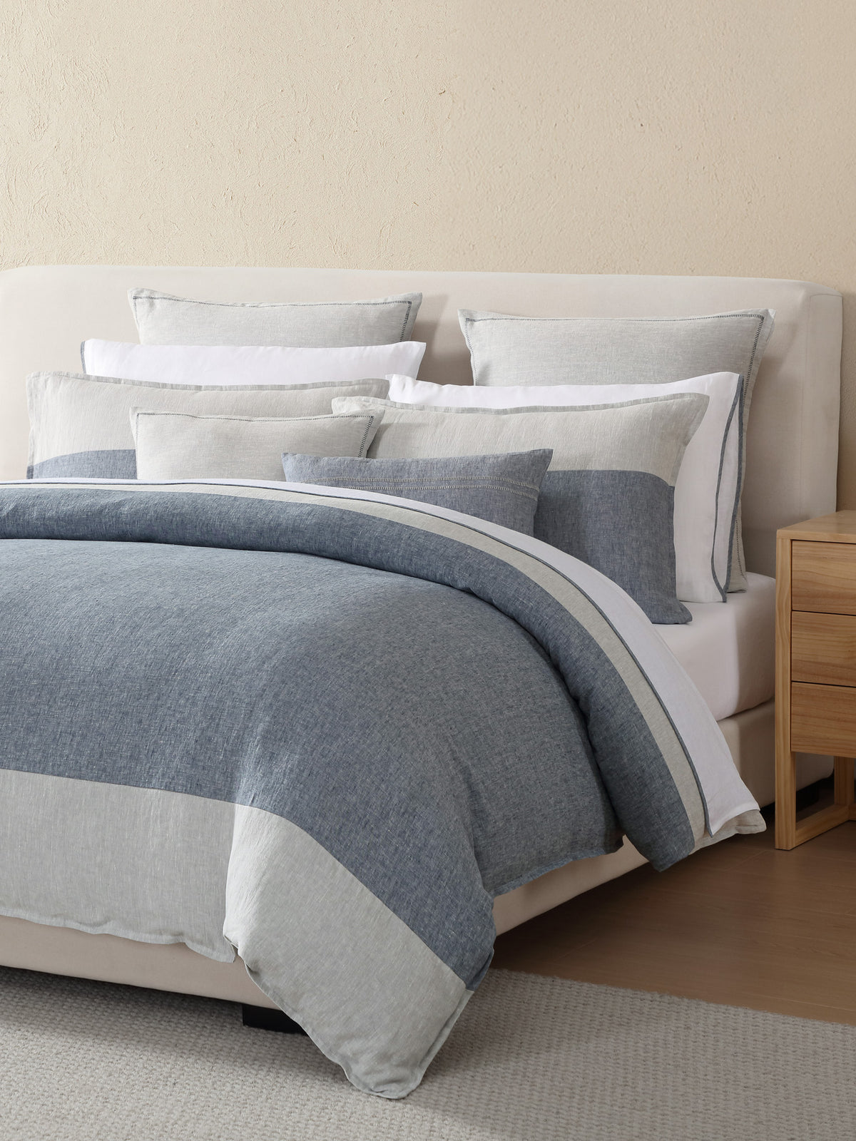 Linen Colour Block Quilt Cover
