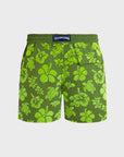 Men Swim Shorts Flocked Tropical Turtles