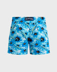 Men Stretch Short Swim Shorts Poppies and Geckos