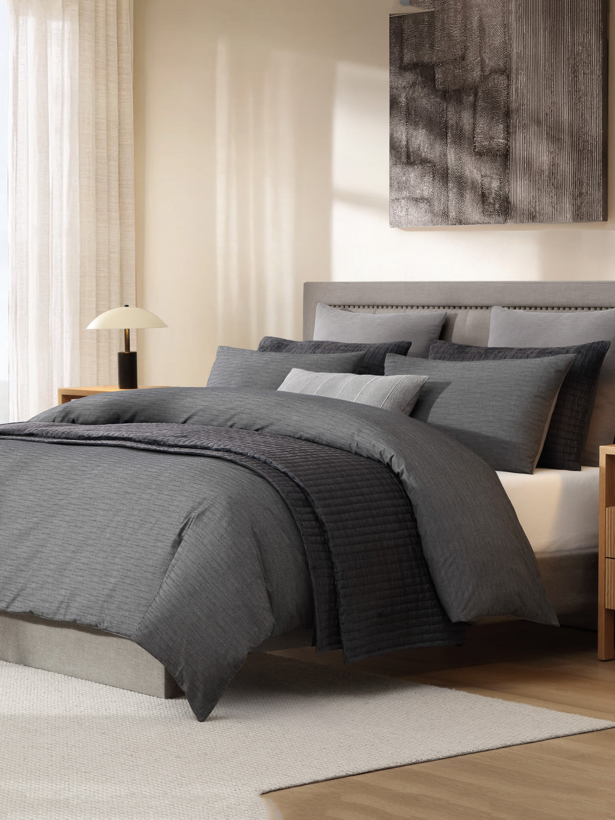 Vera Wang Chambray Weave Geometric Waves Quilt