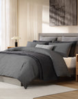 Vera Wang Chambray Weave Geometric Waves Quilt